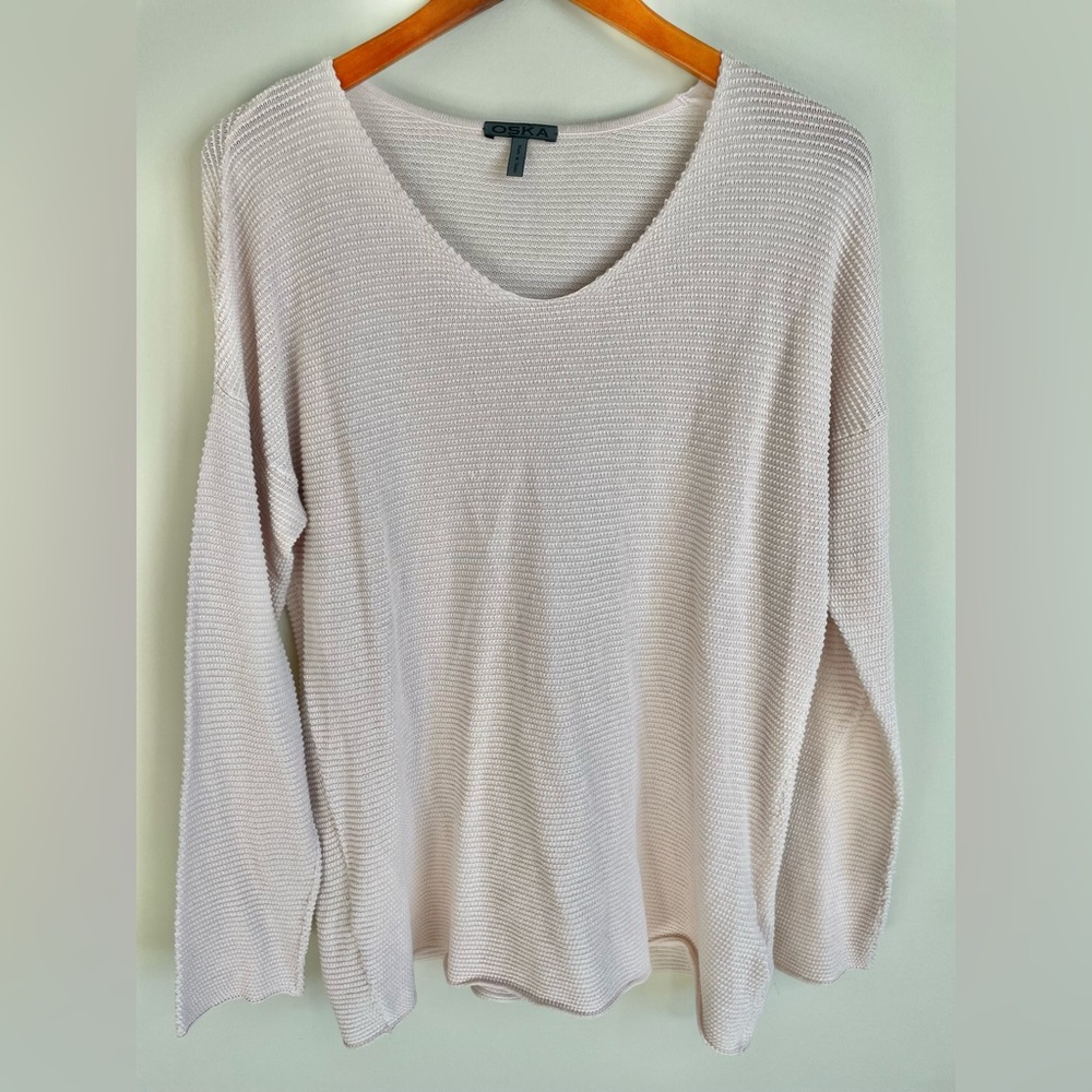 OSKA Ahnoa Women’s Sz 2 US 8/10 Knit Pullover  Top Long Sleeve Cotton Lagenlook